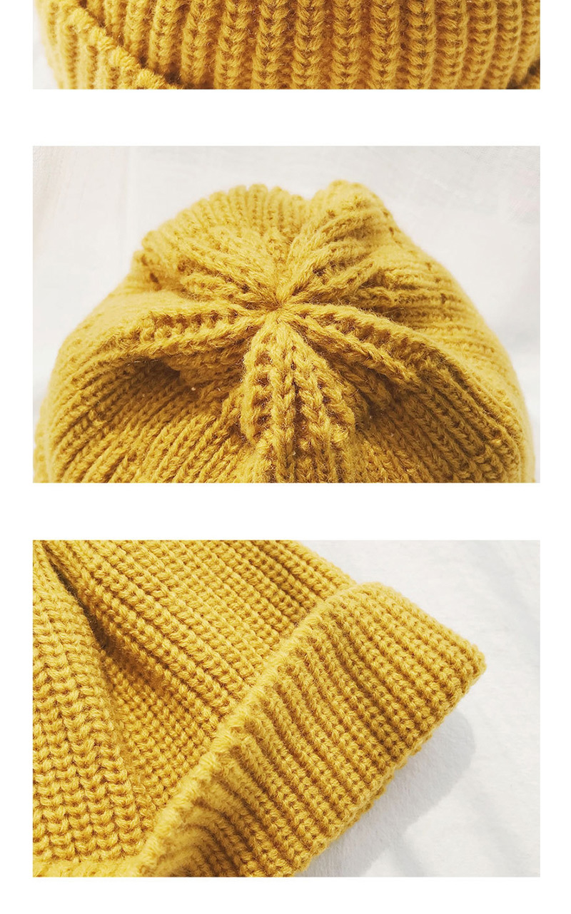 Fashion Flower Top Wool Cap Turmeric Short Wool Cap,Knitting Wool Hats