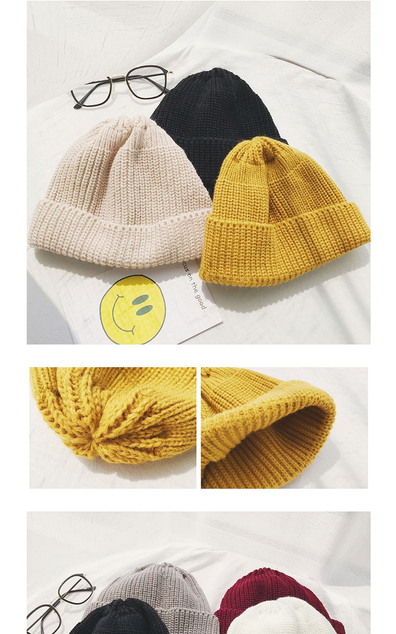 Fashion Flower Top Wool Hat Beige Short Wool Cap,Knitting Wool Hats