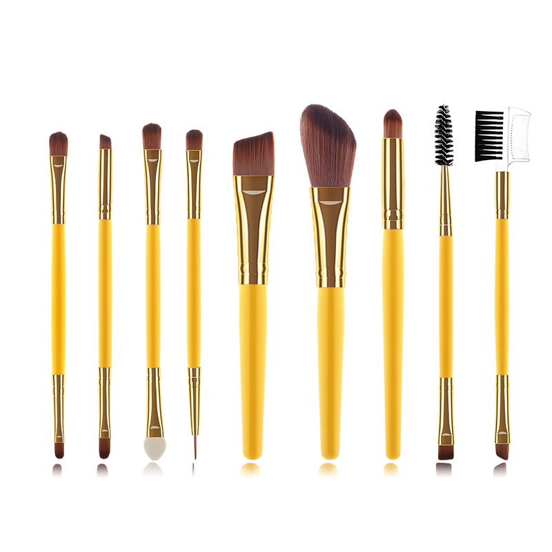 Fashion Yellow 9 Stick Makeup Brush,Beauty tools