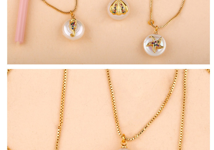 Fashion Shell Micro Inlaid Zircon Pearl Necklace,Necklaces