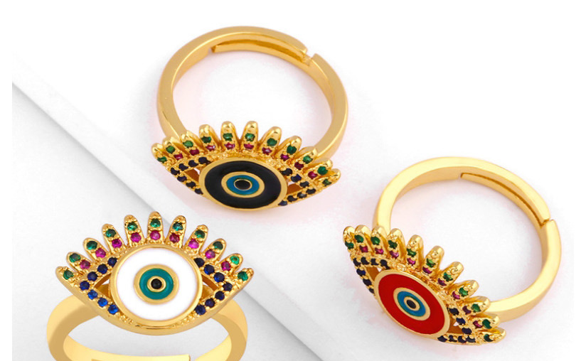 Fashion White Oil Drop Copper Plated Eye Opening Ring,Rings