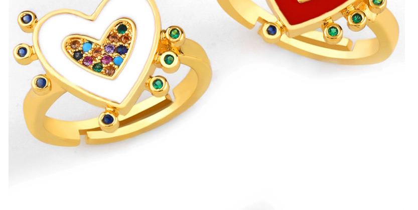 Fashion White Copper Plated Gold Drop Love Heart Ring,Rings