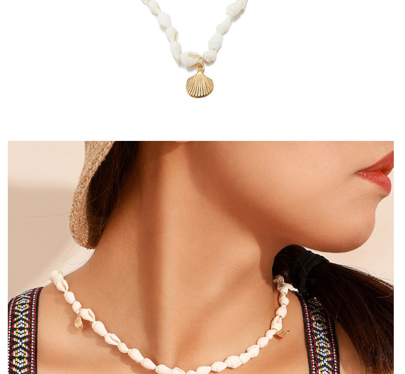 Fashion White Alloy Shell Conch Necklace,Pendants
