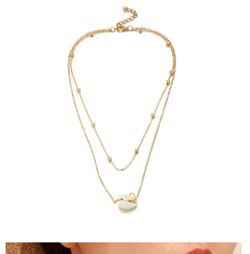 Fashion Gold Conch String Gold Bead Multi-layer Alloy Necklace,Multi Strand Necklaces