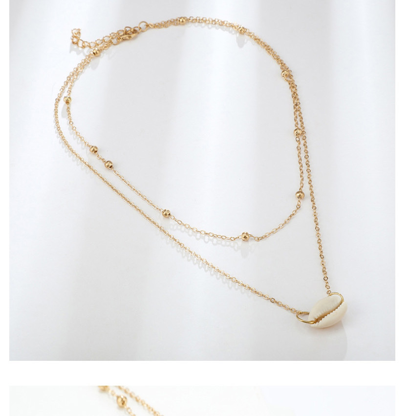 Fashion Gold Conch String Gold Bead Multi-layer Alloy Necklace,Multi Strand Necklaces