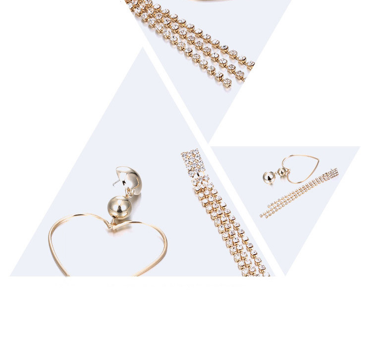 Fashion Gold Heart-shaped Asymmetric Copper Metal Earrings,Drop Earrings