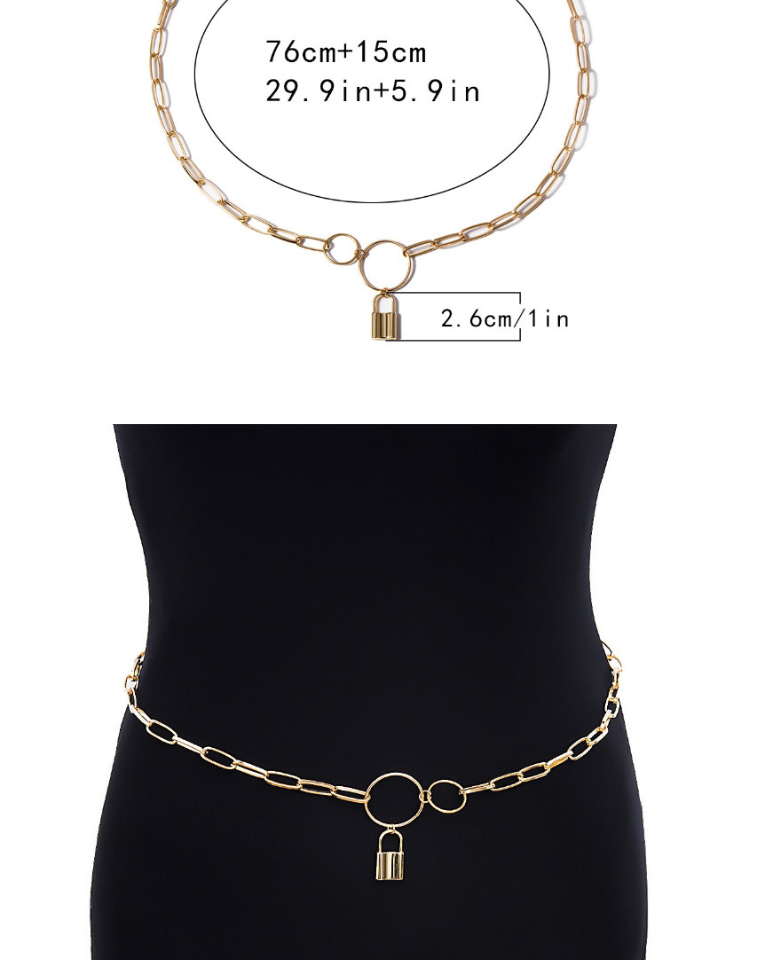 Fashion Gold Round Lock Geometric Chain Waist Chain,Body Piercing Jewelry
