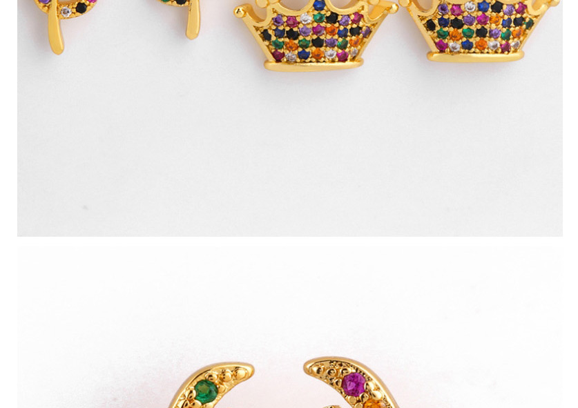 Fashion Branch Color Zirconium Crown Twig Earrings,Earrings