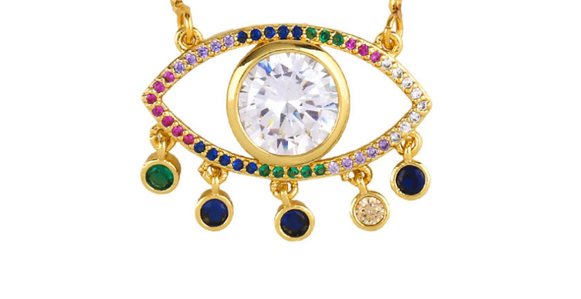Fashion Eye Copper Plated Micro-inlaid Zircon Eye Necklace,Necklaces