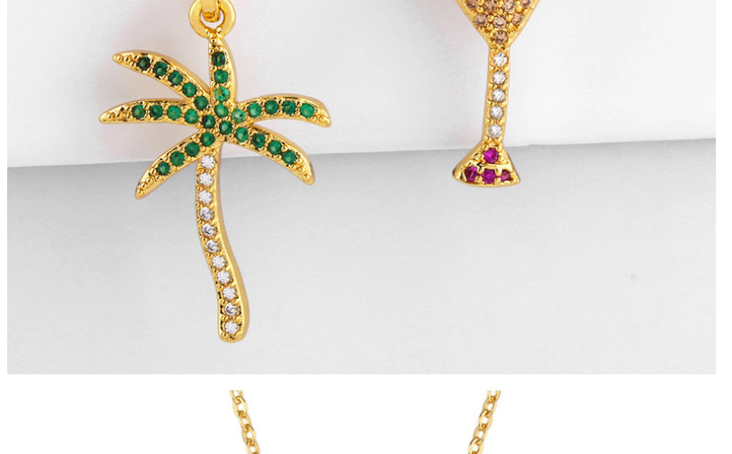 Fashion Coconut Tree Coconut Tree Diamond Necklace,Necklaces