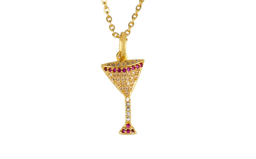 Fashion Wine Glass Coconut Tree Diamond Necklace,Necklaces