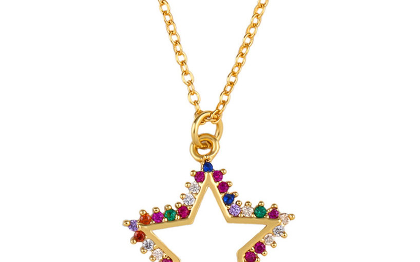 Fashion Star Star And Moon Studded Zircon Necklace,Necklaces