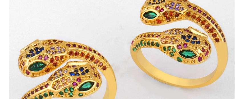 Fashion Snake Colored Zircon Snake Shaped Opening Ring,Rings