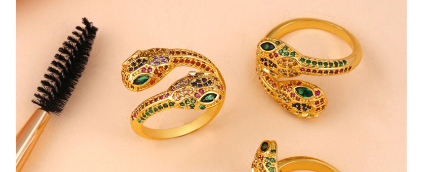 Fashion Snake Colored Zircon Snake Shaped Opening Ring,Rings