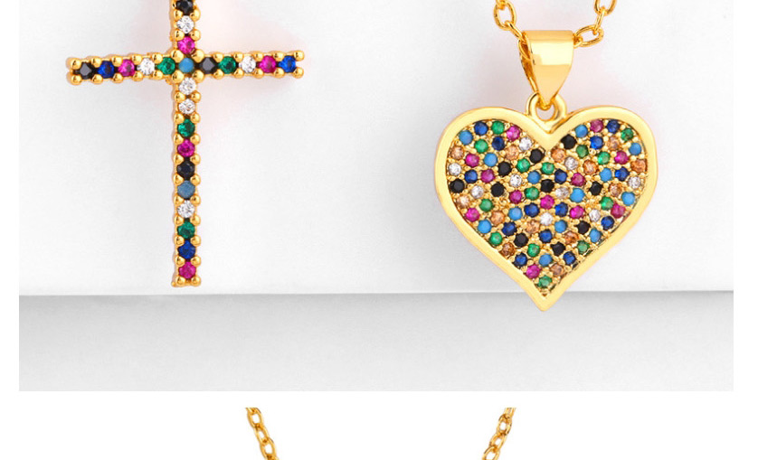 Fashion Love Cross Love Diamond Studded Zircon Necklace,Necklaces