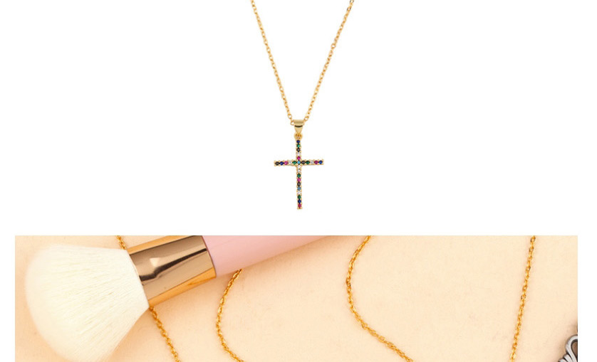 Fashion Cross Cross Love Diamond Studded Zircon Necklace,Necklaces