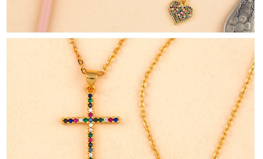 Fashion Cross Cross Love Diamond Studded Zircon Necklace,Necklaces