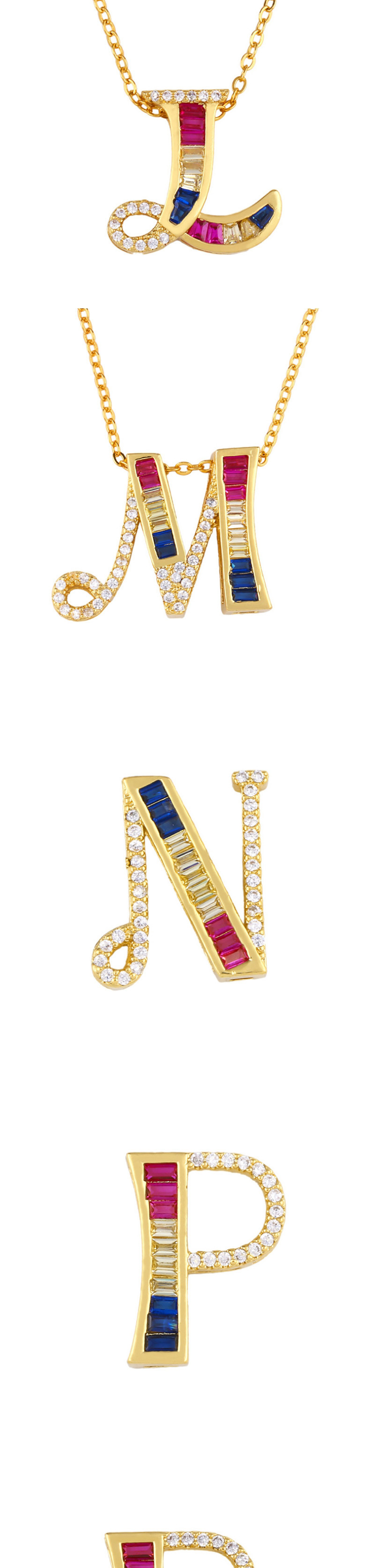 Fashion Golden D English Alphabet Set With Zircon Necklace,Necklaces