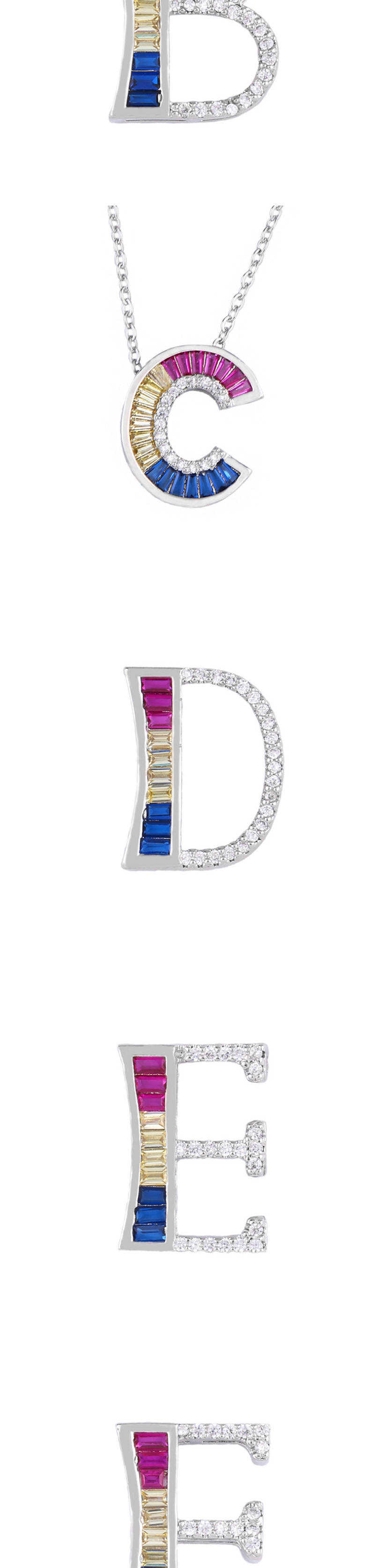 Fashion Silver C English Alphabet Set With Zircon Necklace,Necklaces