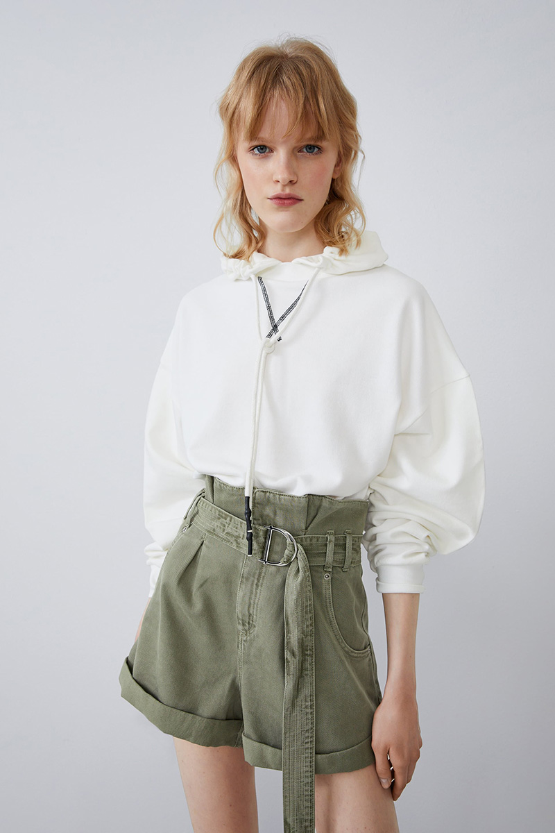 Fashion Armygreen Paper Bag Shorts,Shorts
