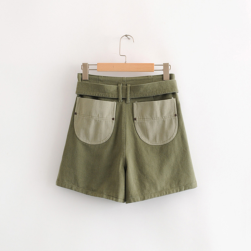 Fashion Armygreen Paper Bag Shorts,Shorts