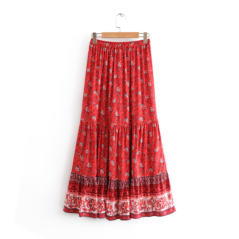 Fashion Red Printed Skirt,Skirts