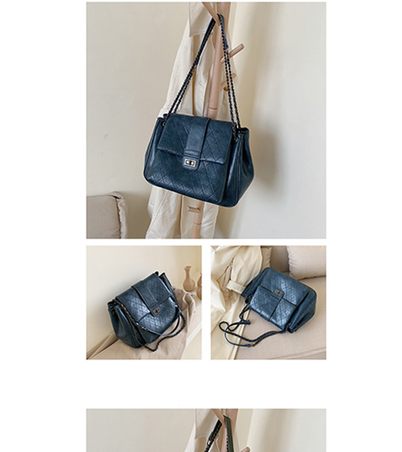  Blue Chain Rhombic Shoulder Bag,Messenger bags