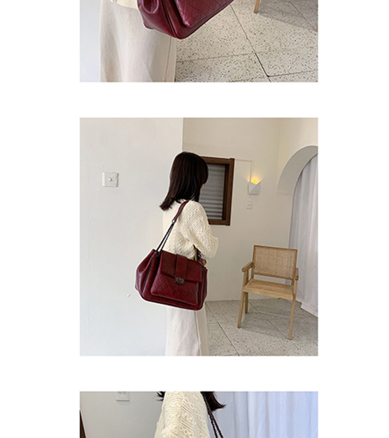  Fuchsia Chain Rhombic Shoulder Bag,Messenger bags