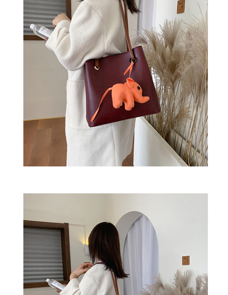  Red Wine Contrast Shoulder Bag,Messenger bags