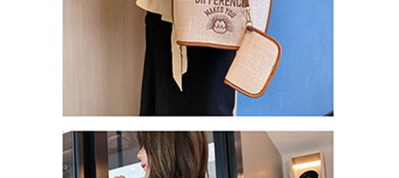  Khaki Cartoon Embroidered Letter Hand Bag Shoulder Bag,Messenger bags