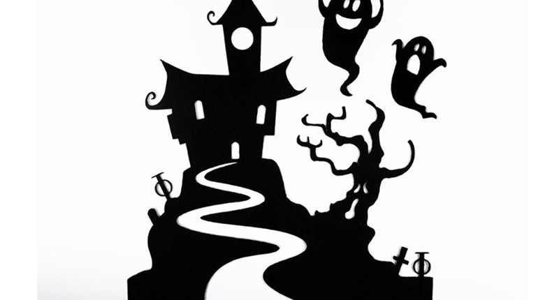 Fashion Black Kst-71 Halloween Ghost Castle Wall Sticker,Festival & Party Supplies