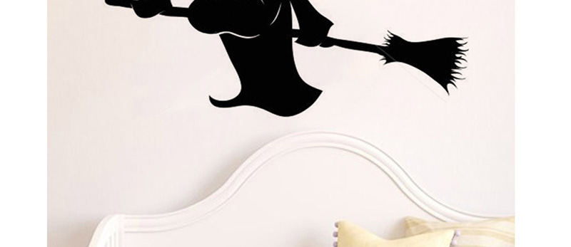 Fashion Multicolor Kst-46 Halloween Witch Riding Broom Removable Wall Sticker,Festival & Party Supplies