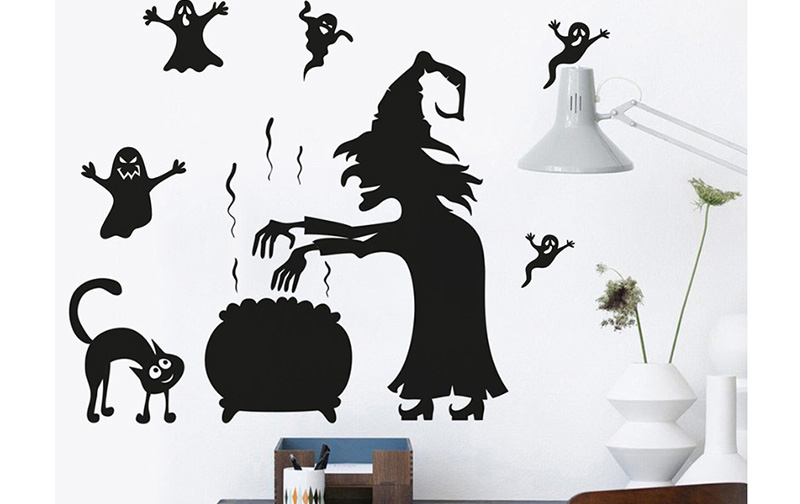 Fashion Multicolor Kst-5 Halloween Witch Ghost Wall Sticker,Festival & Party Supplies