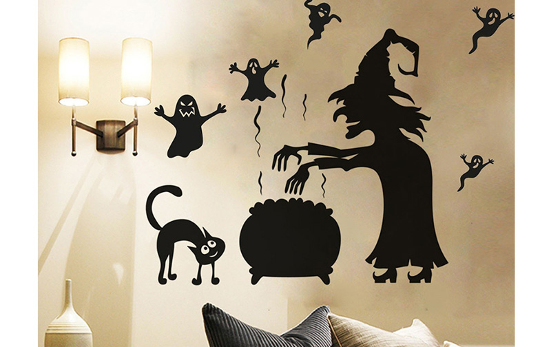 Fashion Multicolor Kst-5 Halloween Witch Ghost Wall Sticker,Festival & Party Supplies