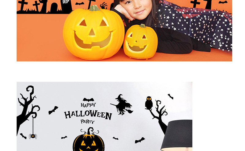 Fashion Color Sk90933d Halloween Pumpkin Cry Removable Wall Stickers,Festival & Party Supplies