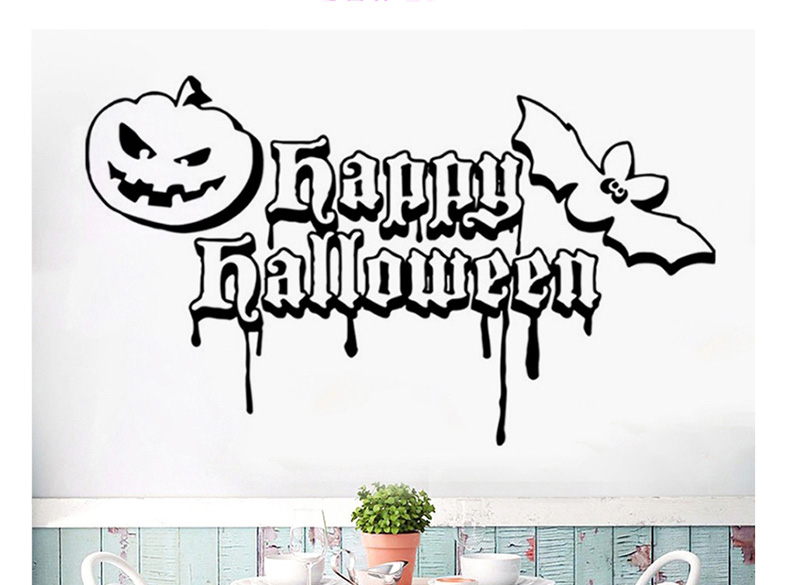 Fashion Multicolor Kst-74 Halloween Pumpkin Bat Wall Stickers,Festival & Party Supplies