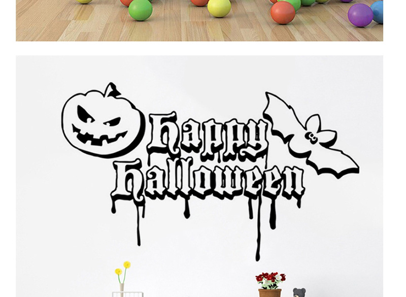 Fashion Multicolor Kst-74 Halloween Pumpkin Bat Wall Stickers,Festival & Party Supplies