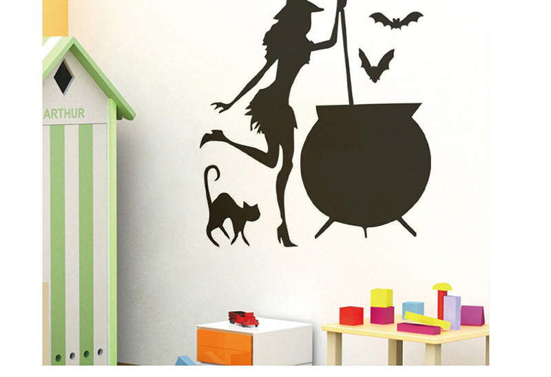 Fashion Multicolor Kst-76 Halloween Witch Bat Wall Sticker,Festival & Party Supplies