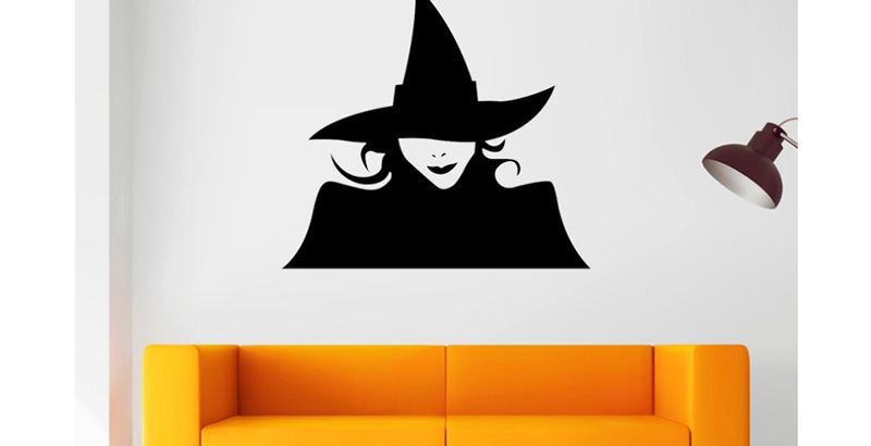 Fashion Multicolor Kst-36 Halloween Witch Hat Removable Wall Sticker,Festival & Party Supplies