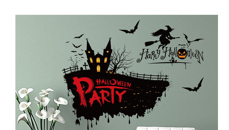 Fashion Multicolor 3041 Halloween Witch Can Remove Pvc Wall Sticker,Festival & Party Supplies