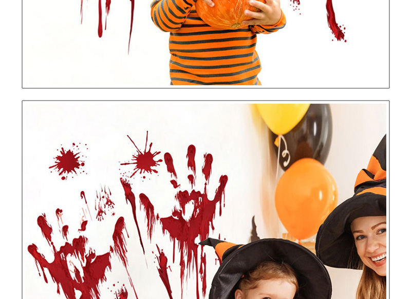 Fashion Multicolor 31006 Halloween Blood Handprint Removable Pvc Wall Sticker,Festival & Party Supplies