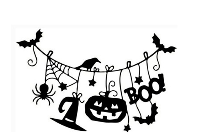 Fashion Multicolor Kst-72 Halloween Pumpkin Bat Wall Sticker,Festival & Party Supplies