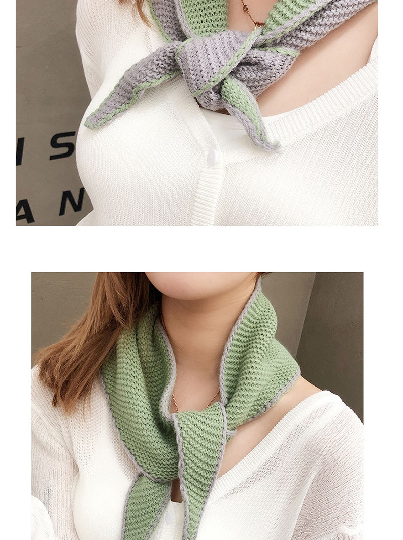 Fashion Double-sided Triangle Towel Dark Green + Black Double-knit Wool Scarf,knitting Wool Scaves