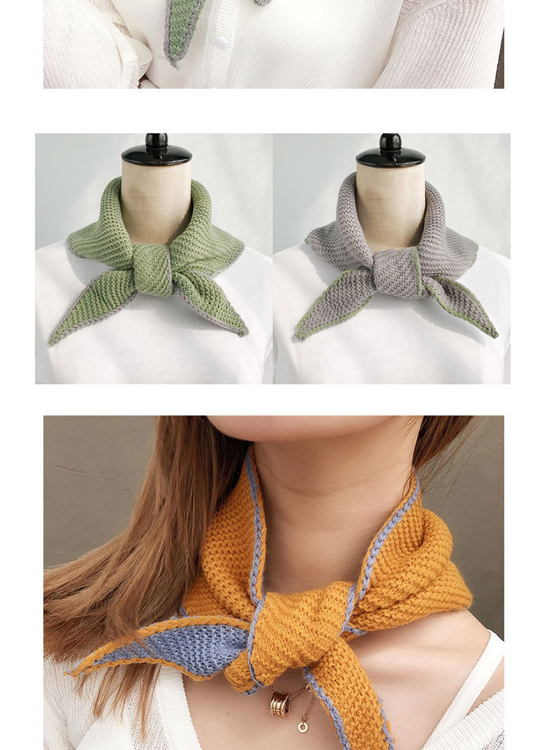 Fashion Double-sided Triangle Pink + Army Green Double-knit Wool Scarf,knitting Wool Scaves