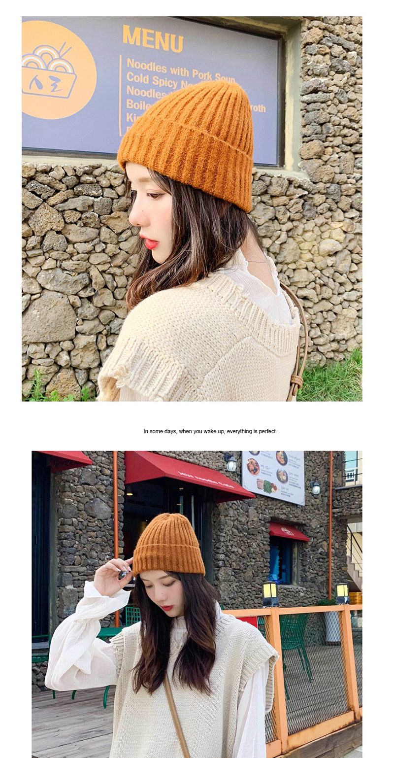 Fashion Mohair Khaki Knitted Wool Cap,Knitting Wool Hats