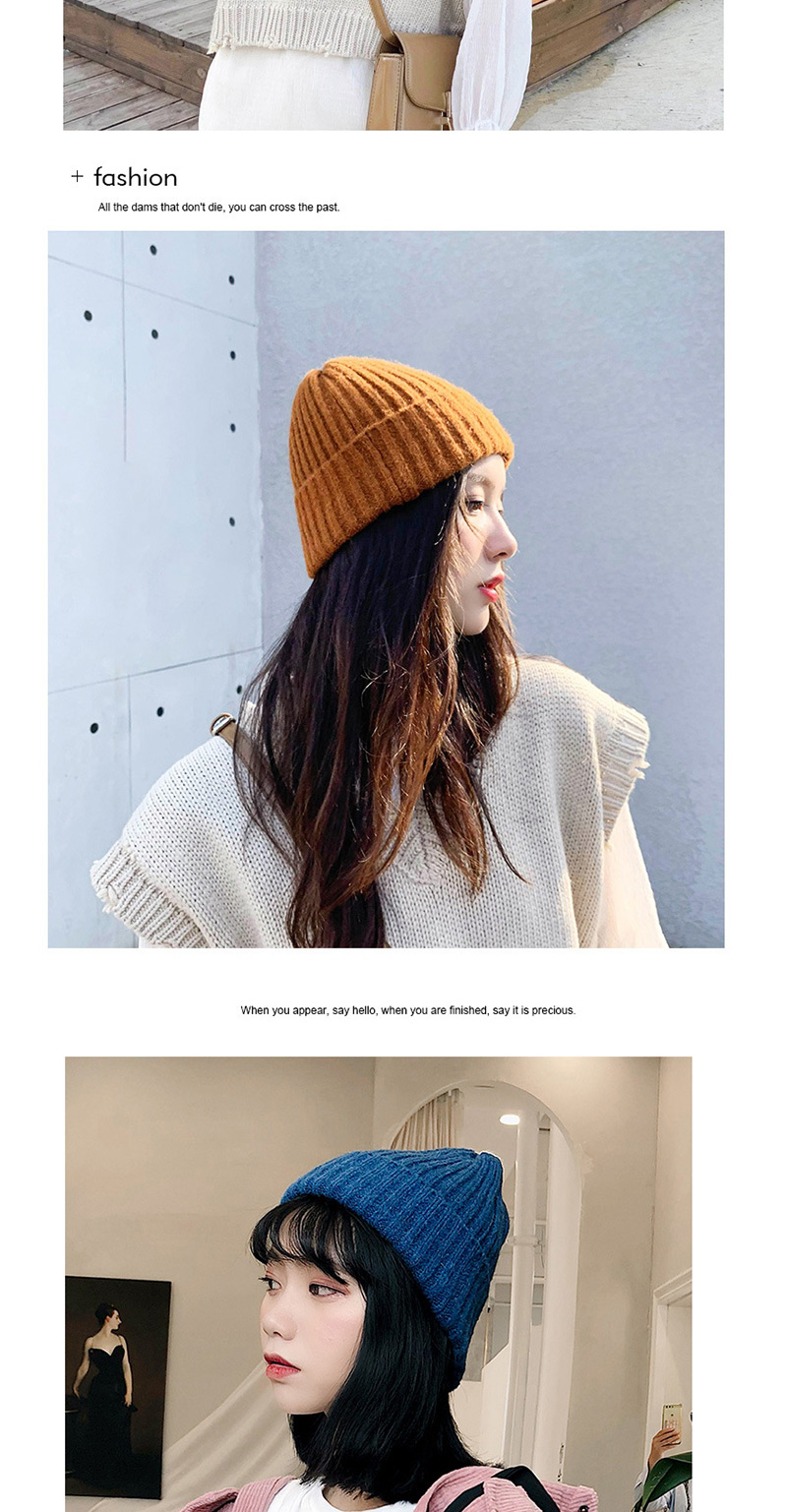 Fashion Mohair Yellow Knitted Wool Cap,Knitting Wool Hats