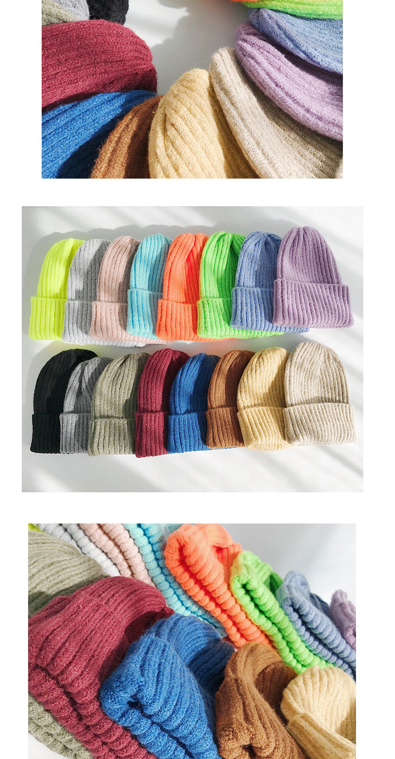 Fashion Mohair Fluorescent Yellow Knitted Wool Cap,Knitting Wool Hats