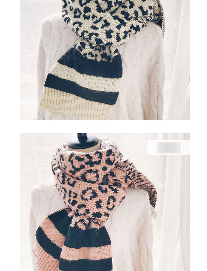 Fashion Leopard Gray Wool Knit Scarf Shawl Dual Purpose,knitting Wool Scaves