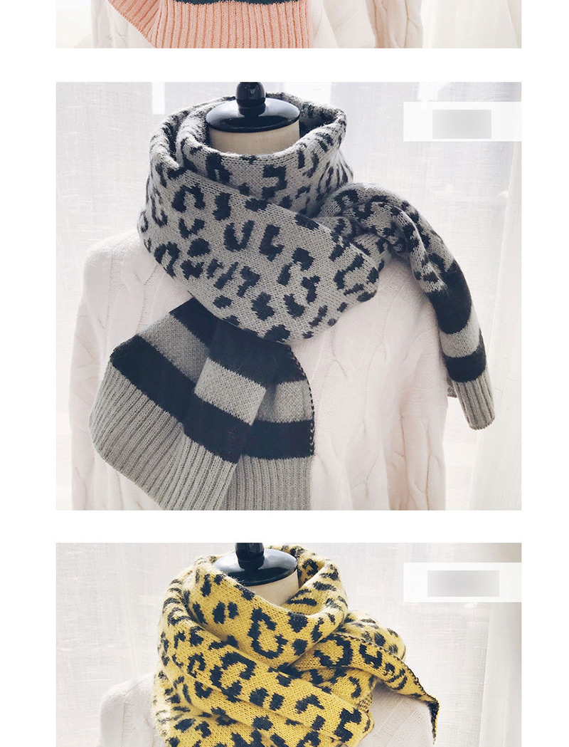 Fashion Leopard Yellow Wool Knit Scarf Shawl Dual Purpose,knitting Wool Scaves