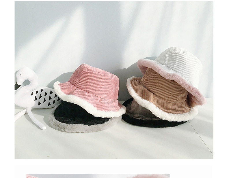 Fashion Corduroy Imitation Rabbit Fur Stitching Flat Top Children